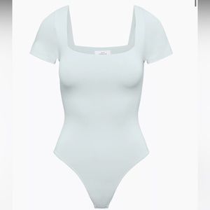Babaton Contour Straight Neck Bodysuit in Dusty Green